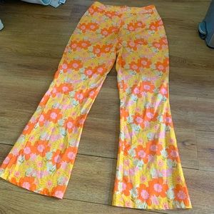 Floral retro pretty flare leg